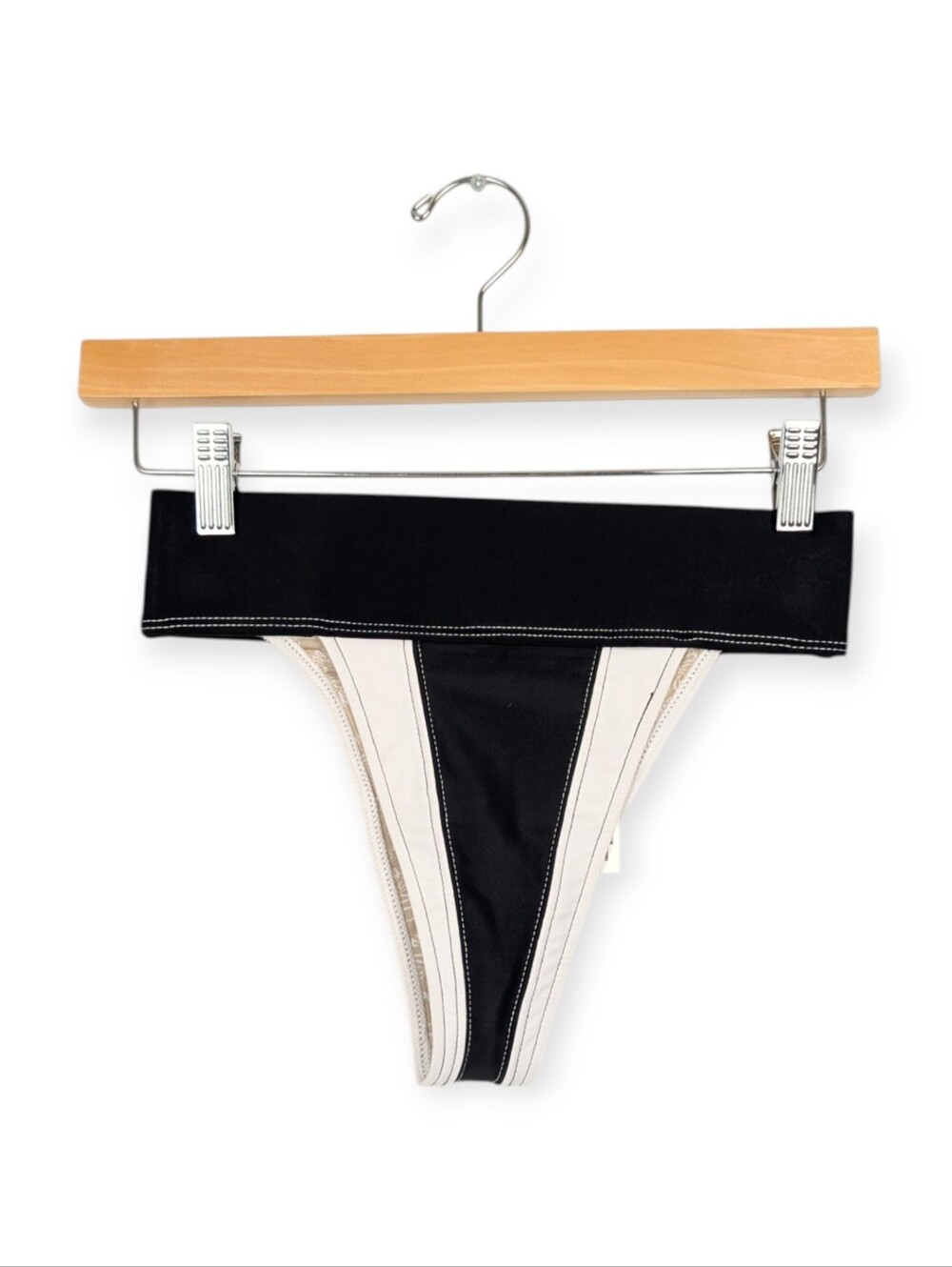 FP Beach Bikini Bottom XS Black & White High Rise Cheeky Free People Swim Bottom